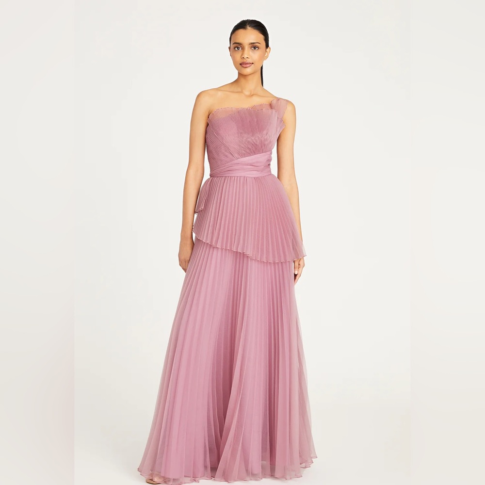 Theia Delphine Pleated Organza Gown